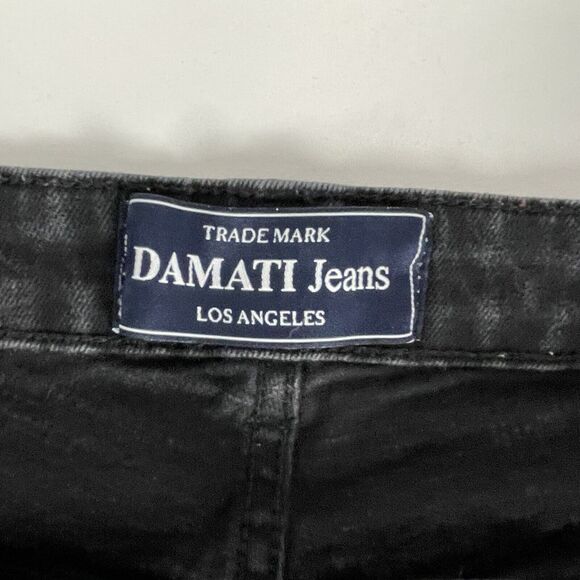 Damati Men's Black Slim Distressed Jeans with custom painting 36x32 - Picture 4 of 9